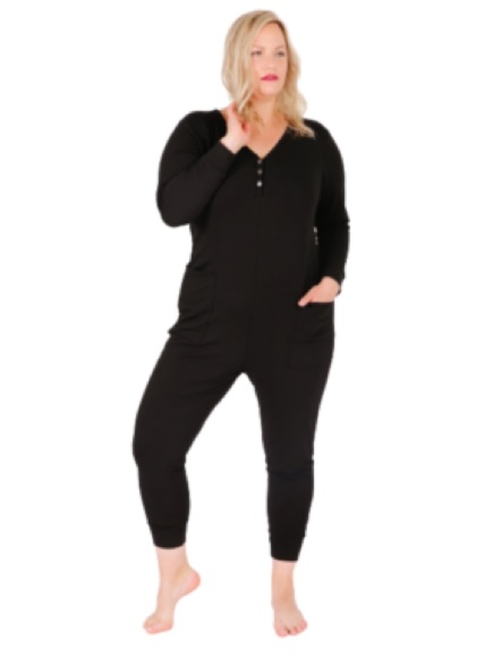 NWT Smash + Tess Wednesday Romper in Midnight Black XL - Jogger Cuffs V Neck